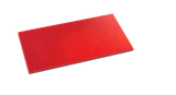 Red fire extinguishing pad with a smooth surface, angled and isolated on a transparent background.